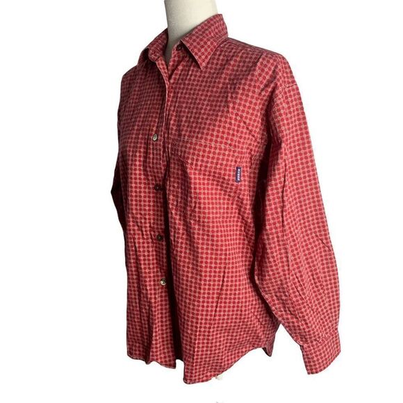 Vintage Guess Jeans Button Up Shirt M Red Checkered - Picture 3 of 6